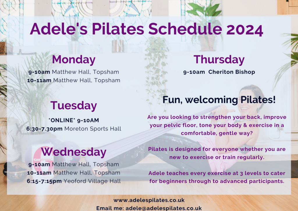 Adeles Pilates Schedule 2024